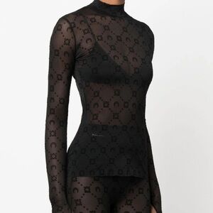 Marine Serre Monogrammed-flocked mesh top